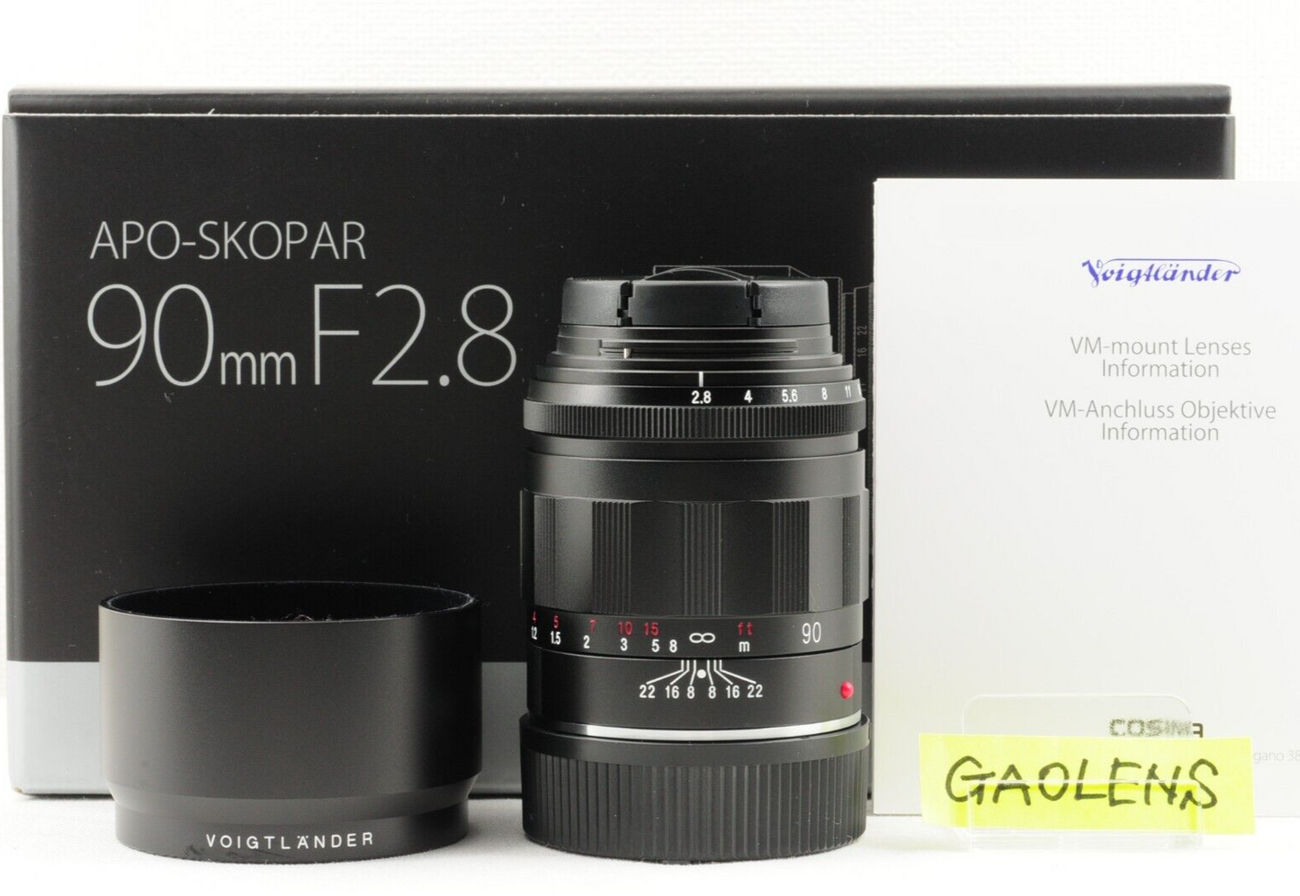 【Rank : S】APO-SKOPAR 90mm F2.8 VM for Leica M Black w/ Hood Tlephoto Lens